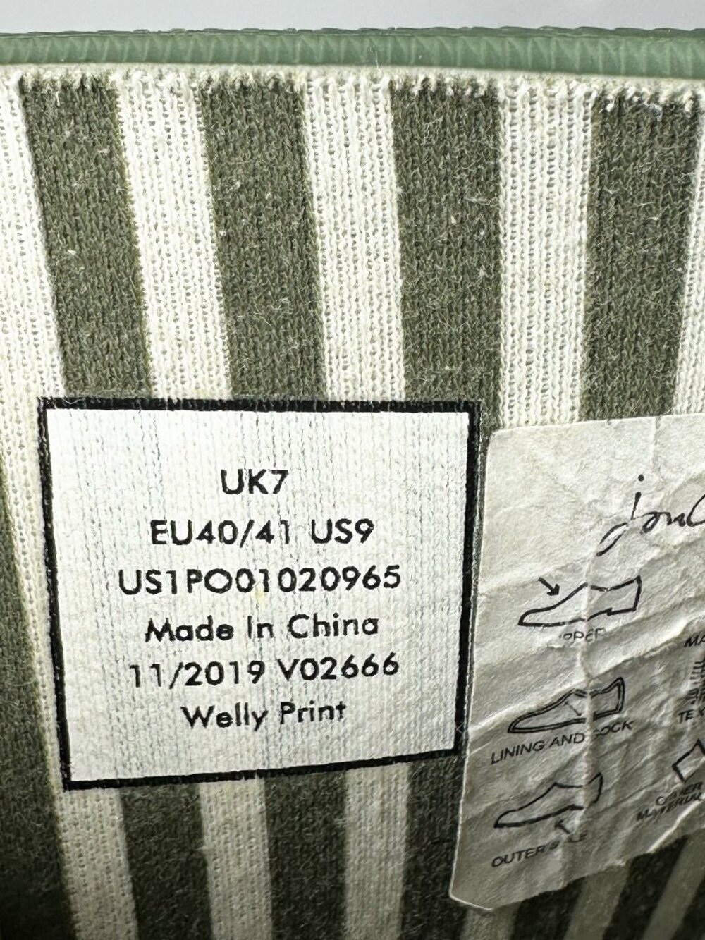 Joules Women’s Size 9 Tall Welly Wellies Army Green Wildflowers Theme Rain Boots - Picture 9 of 16